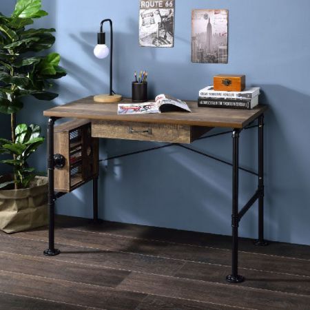 Industrial Style Pipe Side Storage Shelf Desk